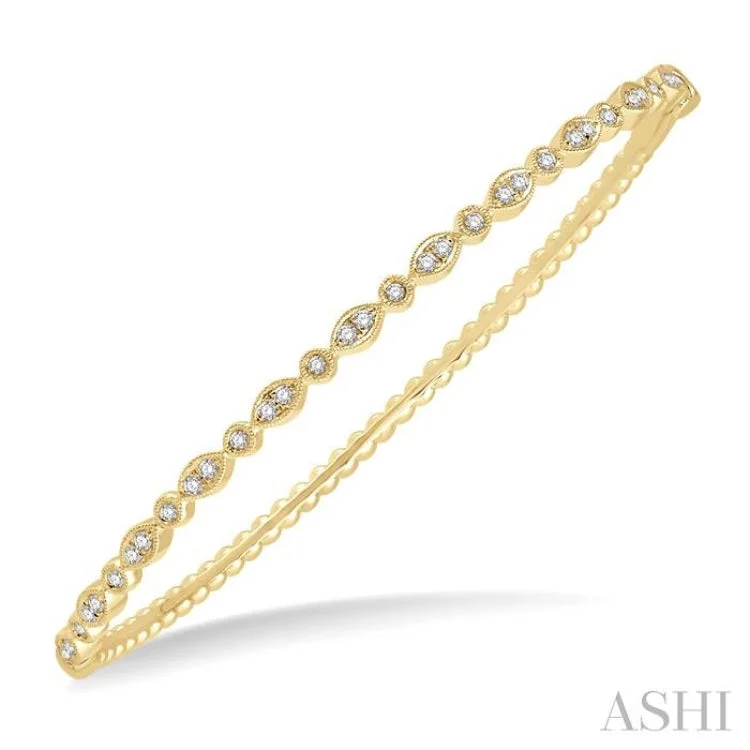 Women’s stacking bangles-3/8 Ctw Marquise & Round Mount Stackable Diamond Bangle in 14K Yellow Gold