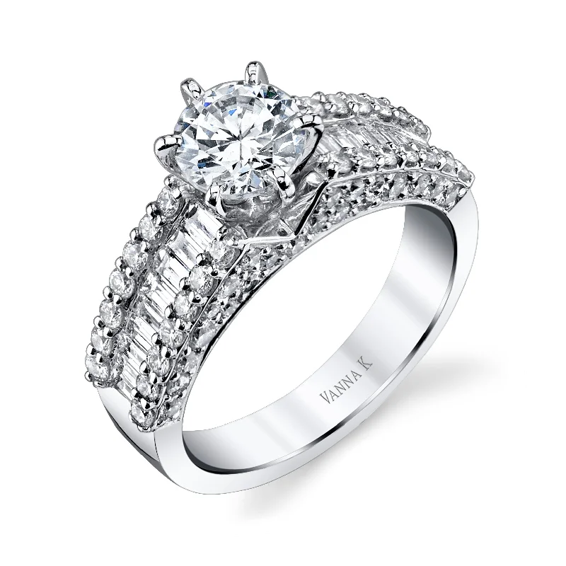 Women’s bridal engagement rings-18K White Gold Diamond Engagement Ring