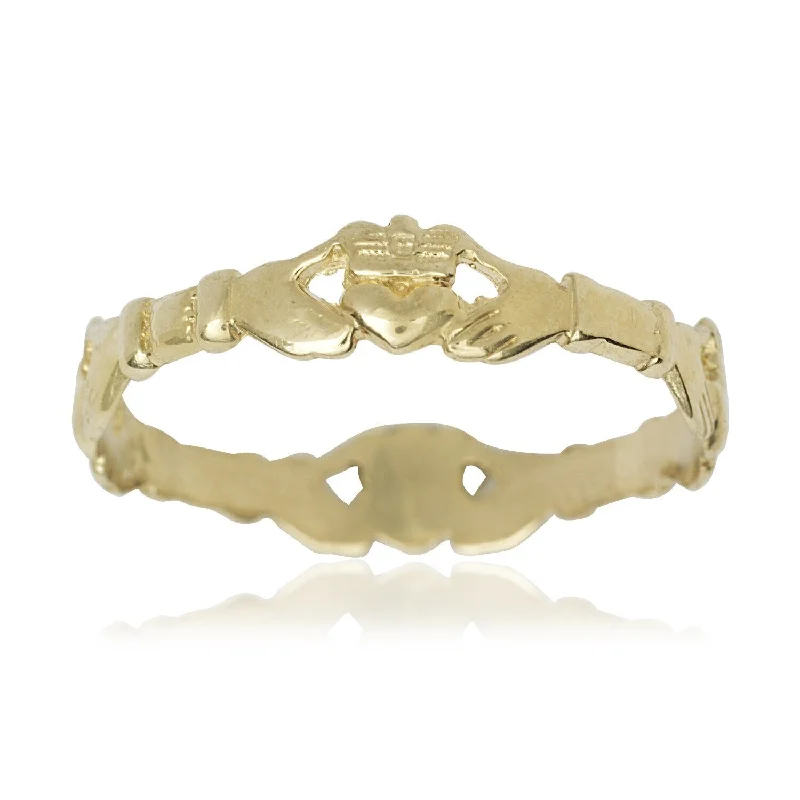 Women’s vintage rings-Women's 14k Yellow Gold Claddagh Celtic Thumb Ring