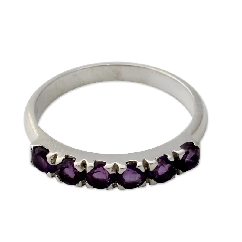 Women’s wedding rings-Novica Handmade Forever Violet Amethyst Band Ring