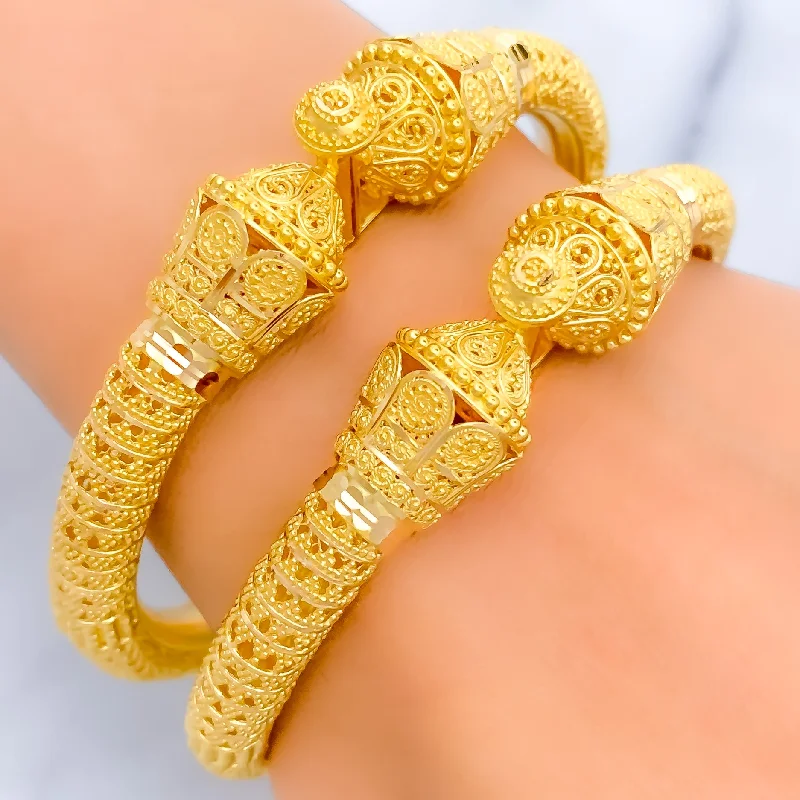 Women’s cuff bangles-Impressive Traditional 22k Gold Pipe Bangles