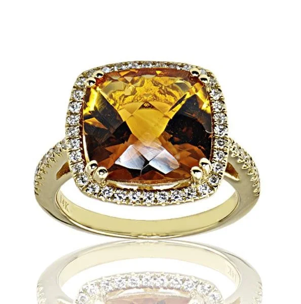 Women’s simple solitaire engagement rings-"LADRG01727" 6.24 Carat Citrine Ladies Diamond Ring