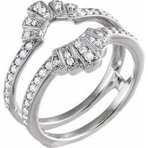 Women’s yellow diamond engagement rings-14K White 1/3 CTW Diamond Ring Guard-653567:601:P-ST-WBC