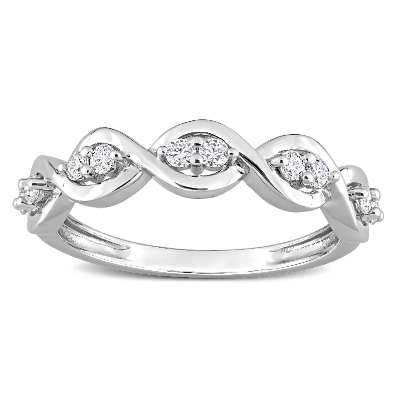 Women’s engraved rings-Miadora 1/4ct DEW Moissanite Stackable Infinity Semi-Eternity Ring in Sterling Silver