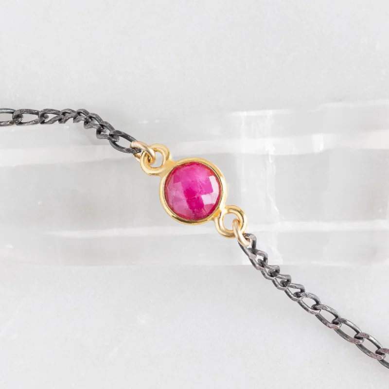 Women’s polished gold necklaces-The Asymmetrical Ruby Gemstone Necklace | Sterling Silver