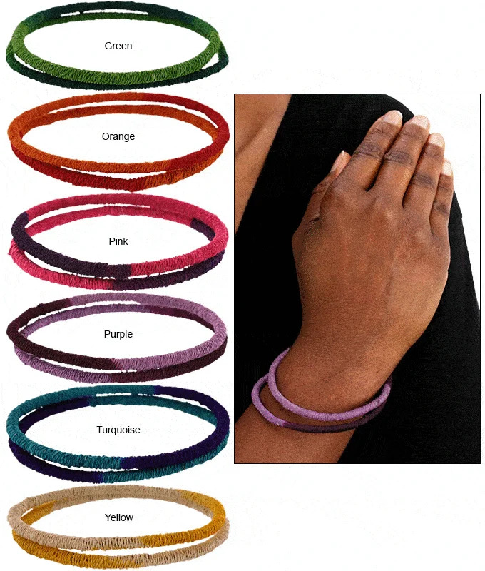 Women’s fashion bracelets-Dip Dyed Sisal Bangle Set