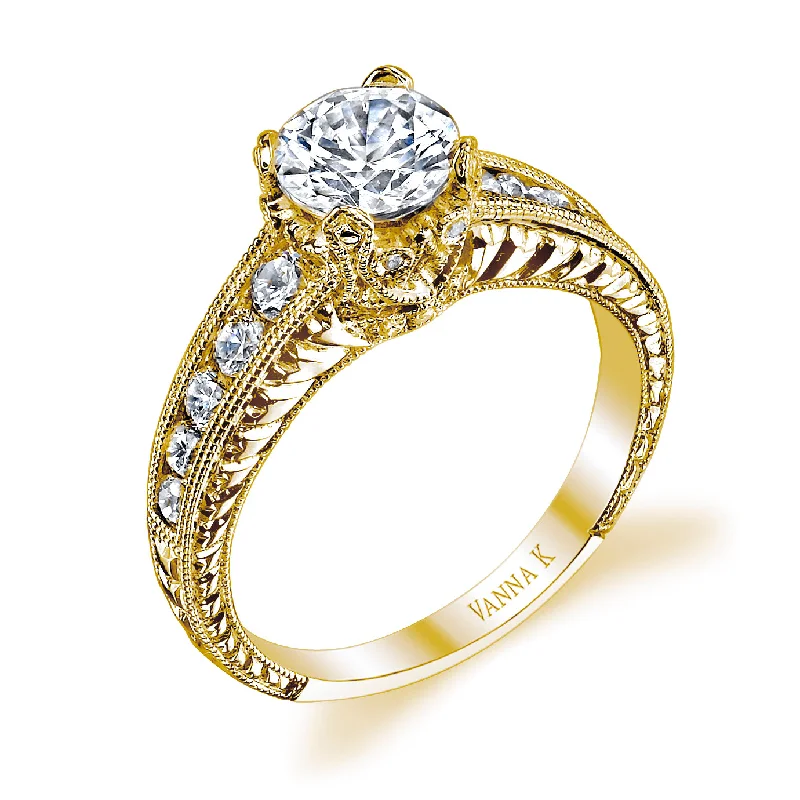 Women’s engagement rings with baguette diamonds-18K YELLOW GOLD DIAMOND ENGAGEMENT RING