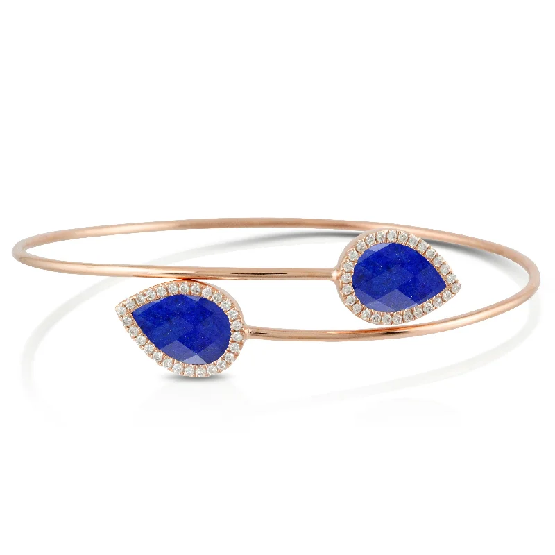 Women’s crystal bangle bracelets-Doves Royal Lapis Collection 18K Yellow Gold Diamond Bangle