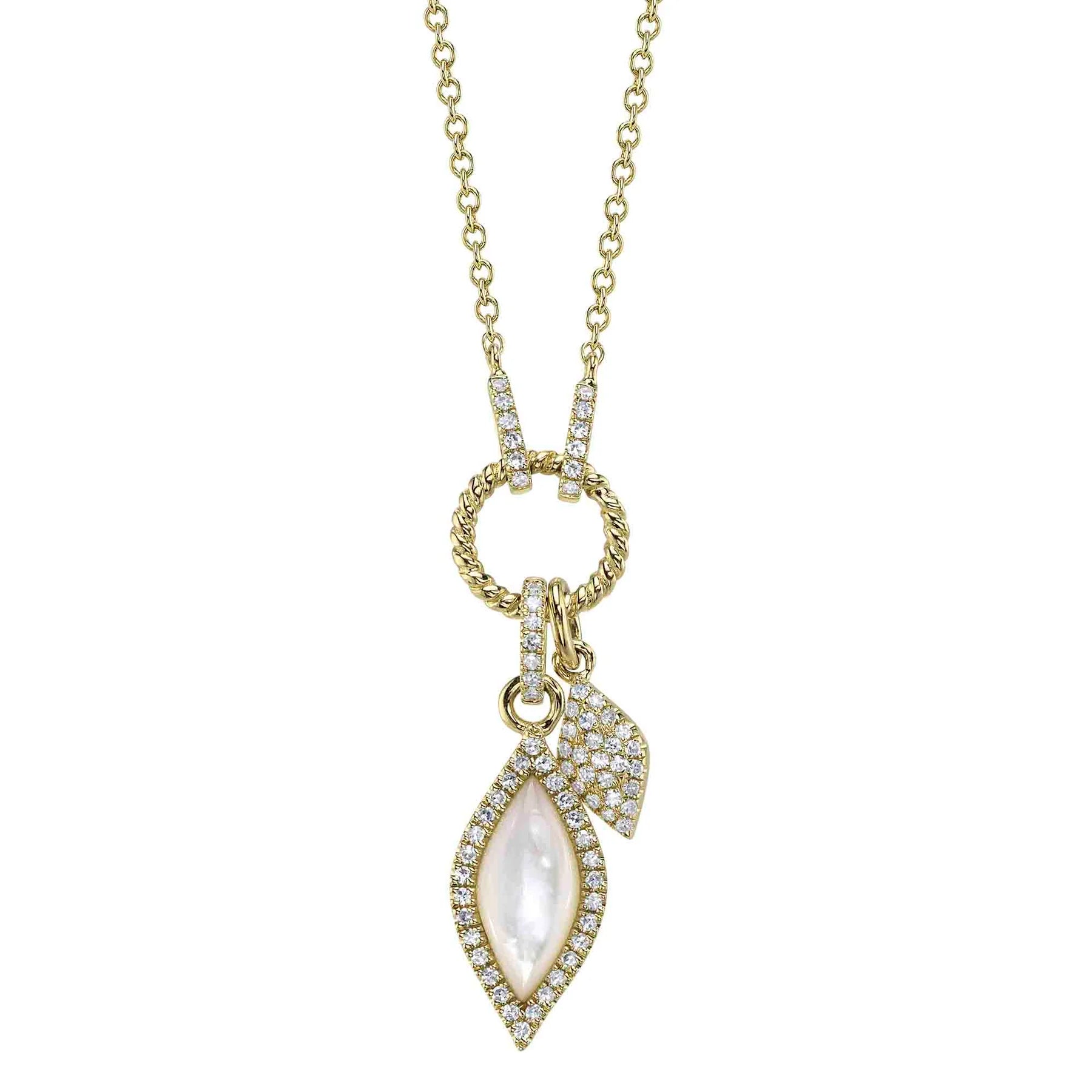 Women’s casual necklaces-0.16ctw Diamond & Mother of Pearl Necklace