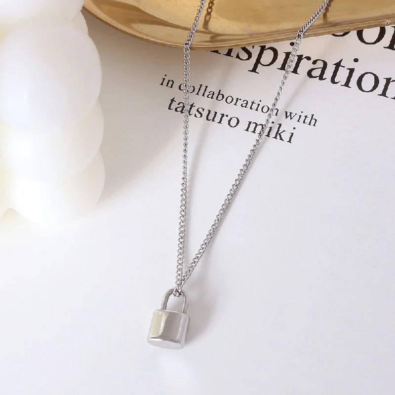 Type A- P447 Steel Convex Lock Necklace 45 + 5cm