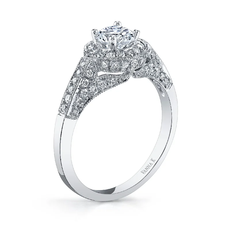 Women’s solitaire engagement rings-18K White Gold Diamond Engagement Ring