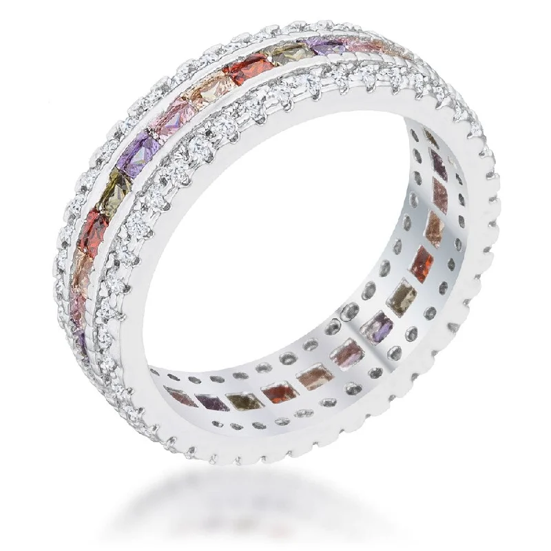 Women’s elegant rings-Paula 1.75ct Multicolor CZ Classic Band Ring