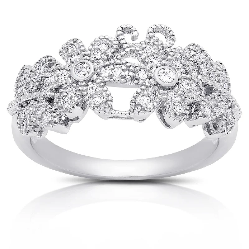 Women’s antique rings-Samantha Stone Sterling Silver Cubic Zirconia Flower Design Ring