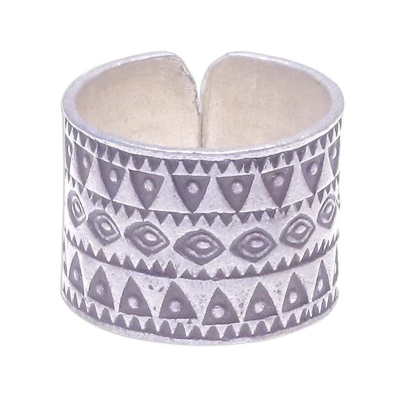 Women’s adjustable rings-Novica Handmade Amulet Sterling Silver Band Ring