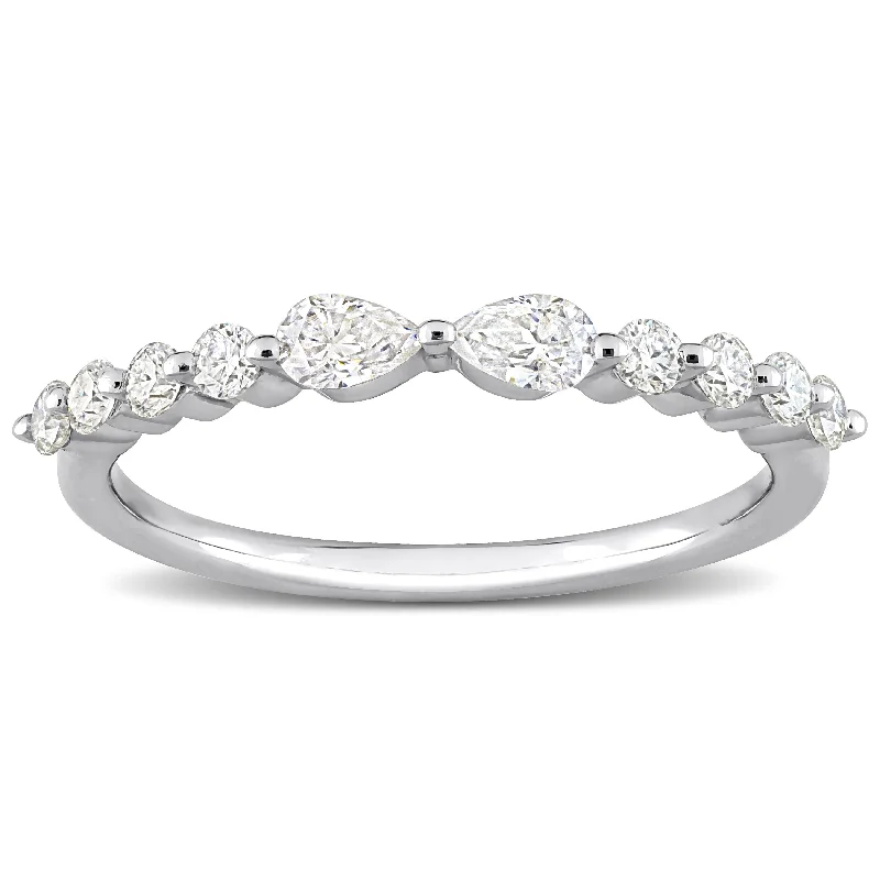 Women’s promise rings for her-Miadora 2/5ct DEW Moissanite Semi-Eternity Ring in Sterling Silver