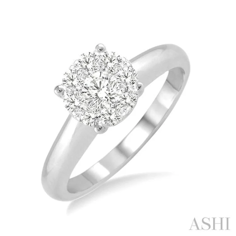 Women’s heirloom engagement rings-1/8 Ctw Lovebright Round Cut Diamond Ring in 14K White Gold