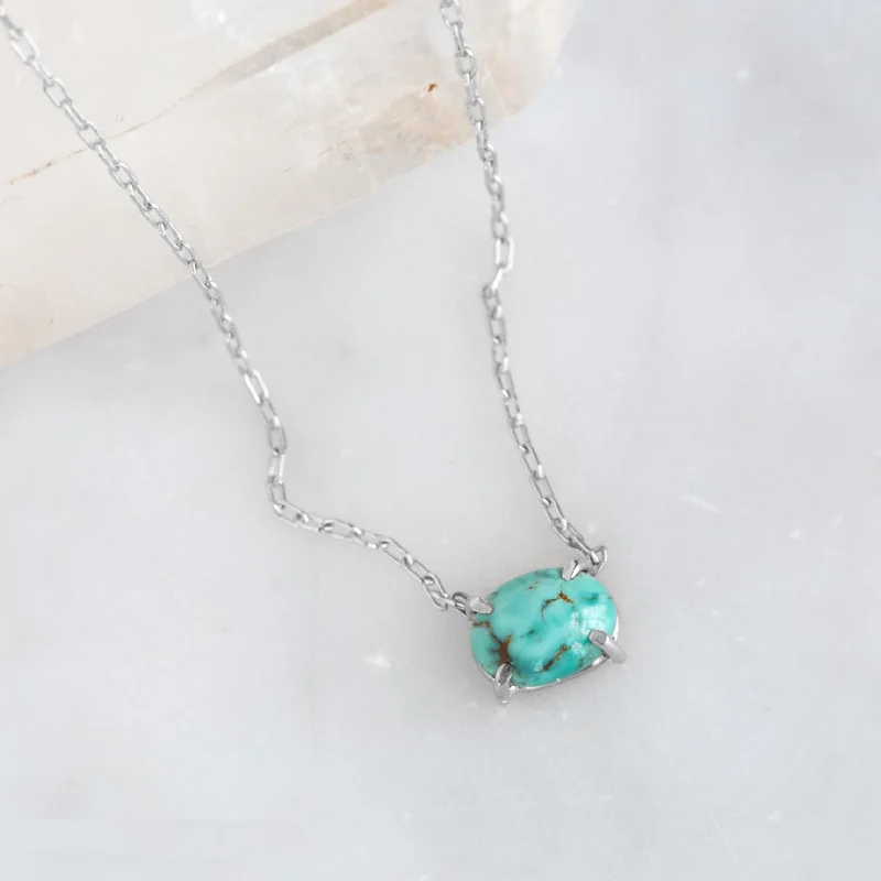 Women’s custom birthstone necklaces-The Turquoise Necklace | Sterling Silver