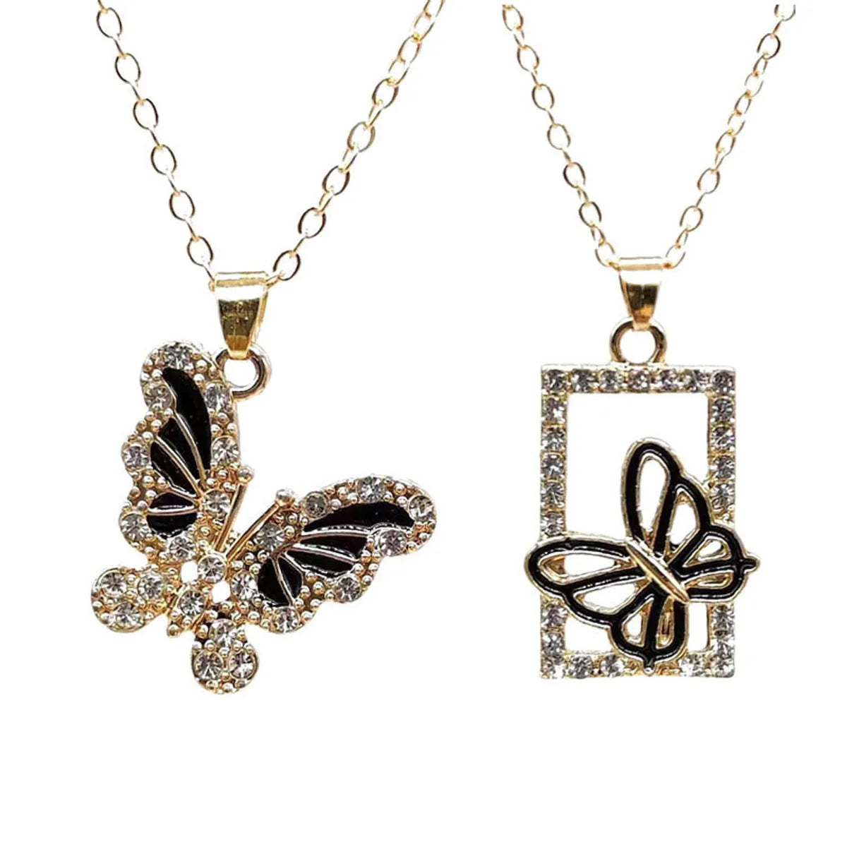 Women’s fashion statement necklaces-1 Piece Lady Butterfly Alloy Plating Artificial Rhinestones Women's Necklace