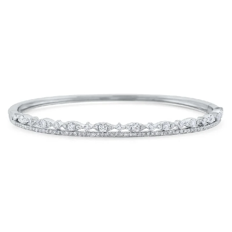 Women’s zodiac bracelets-Diamond Double Line Miracle Marquise Bangle Set in 14 Kt. Gold