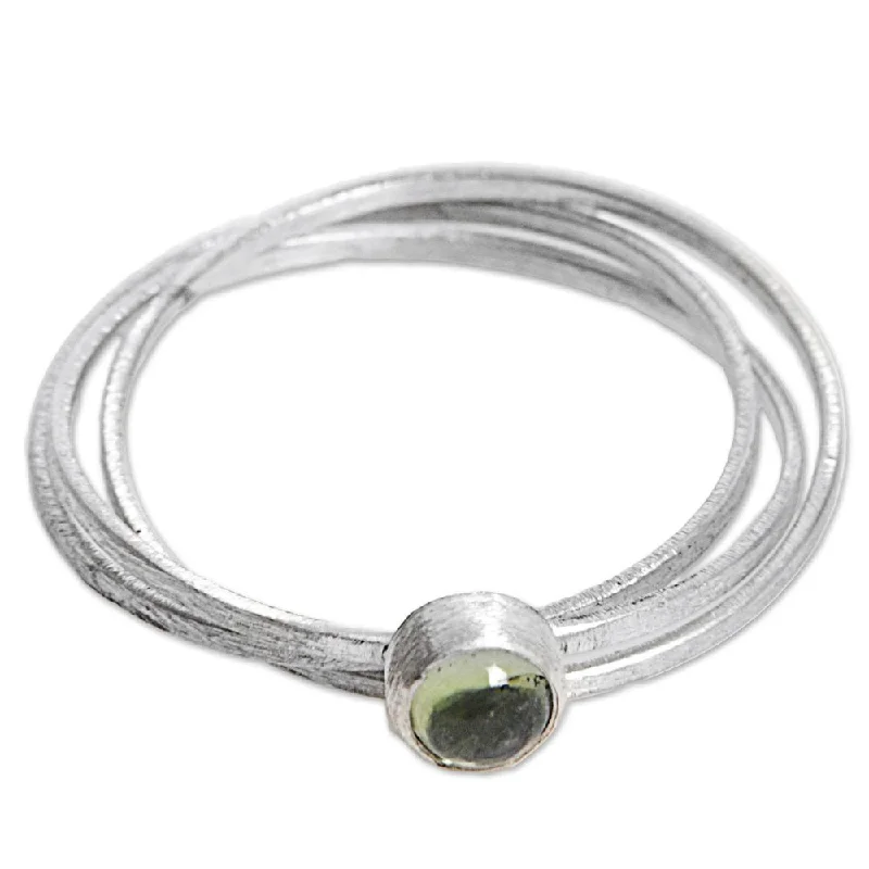 Women’s gemstone rings-Handmade Sterling Silver 'Magical Force in Light Green' Peridot Ring (Indonesia)