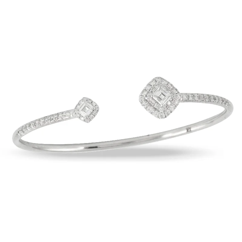 Women’s delicate bracelets-Doves Diamond Fashion Collection 18K White Gold Diamond Bangle