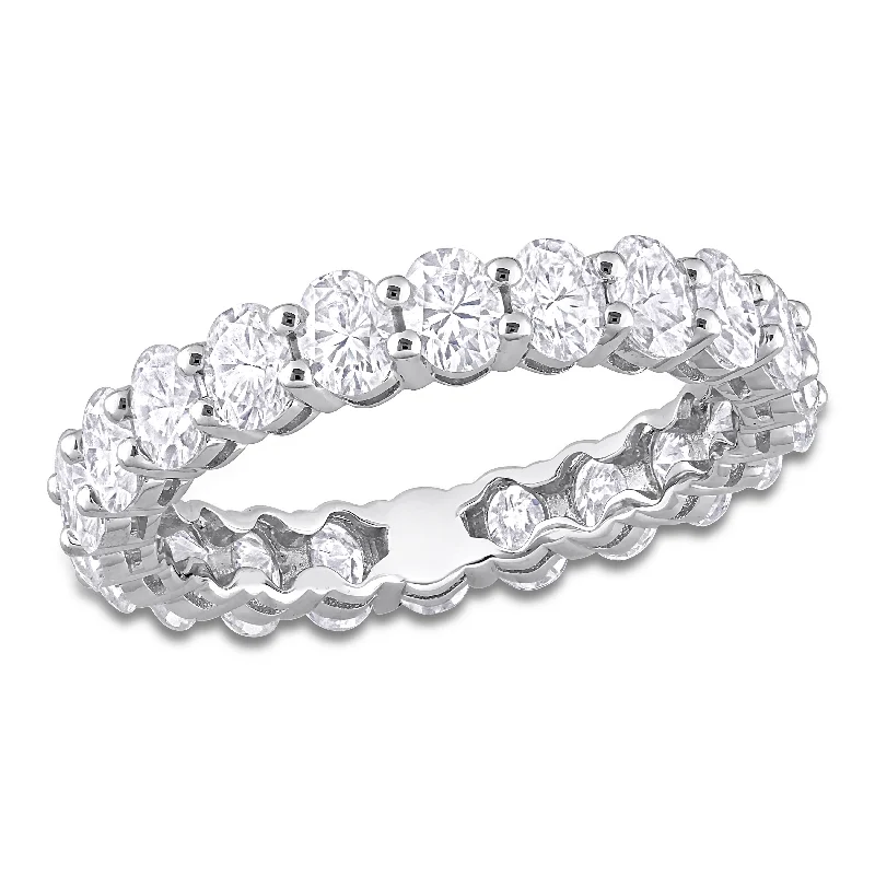 Women’s platinum rings-Miadora 4 3/8ct DEW Oval Created Moissanite Eternity Ring in 14k White Gold