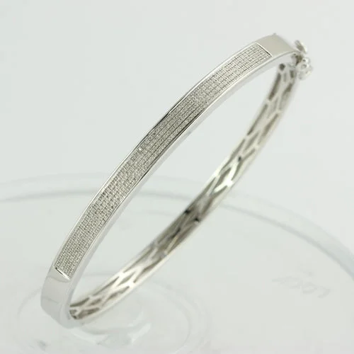 Women’s silver bracelets-Sterling Silver 0.65CTW MICROPAVE DIA BANGLE