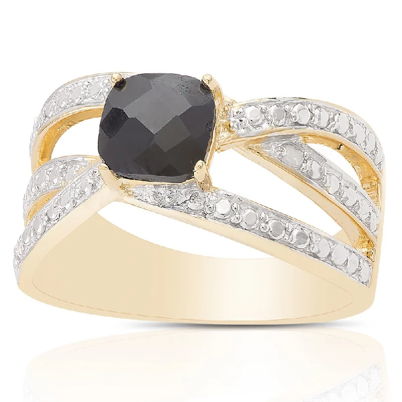 Women’s birthstone rings-Dolce Giavonna Gold Over Sterling Silver Sapphire and Diamond Accent Ring