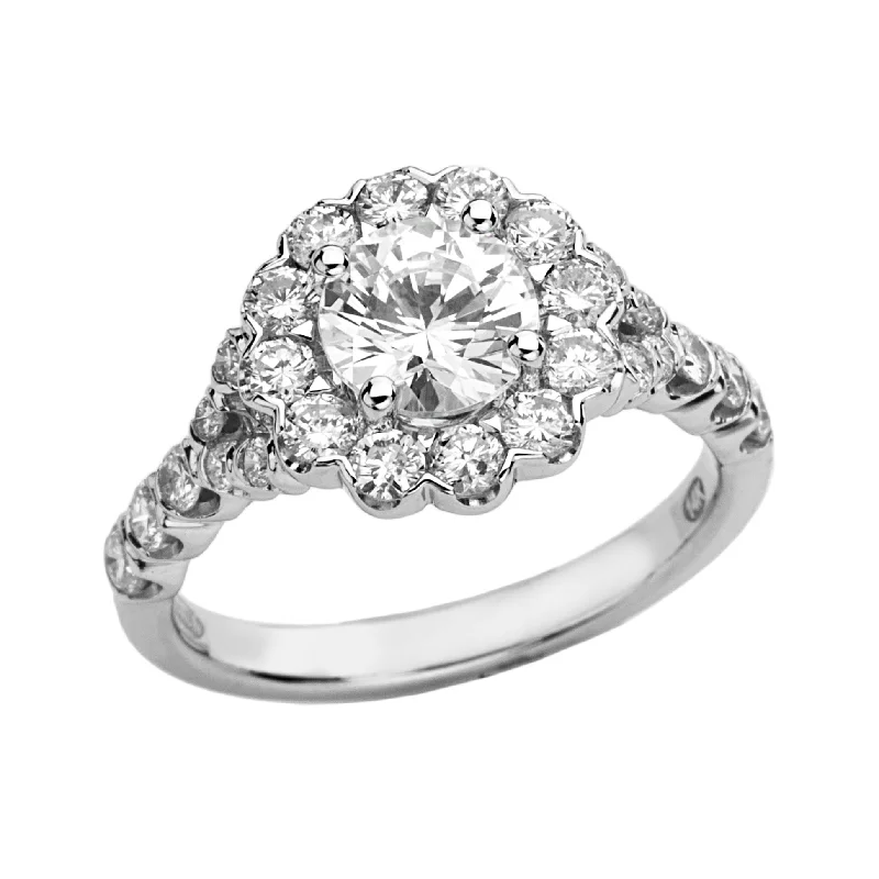 Women’s bridal engagement rings-14K White Gold Diamond Engagement Ring