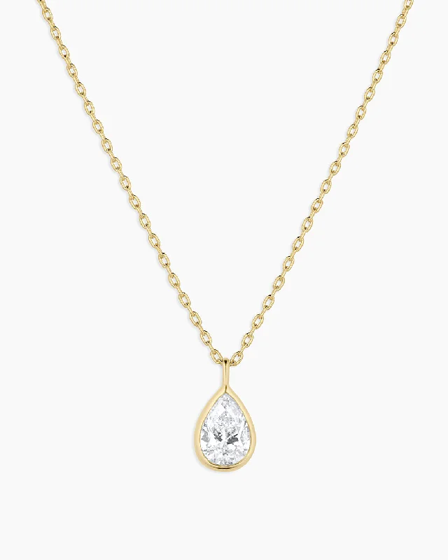 Women’s moon and star necklaces-Classic Diamond Pear Necklace