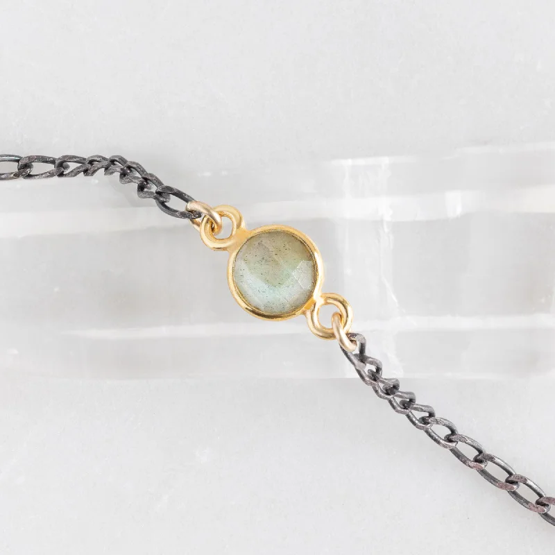 Women’s moon and star necklaces-The Asymmetrical Labradorite Necklace | Sterling Silver