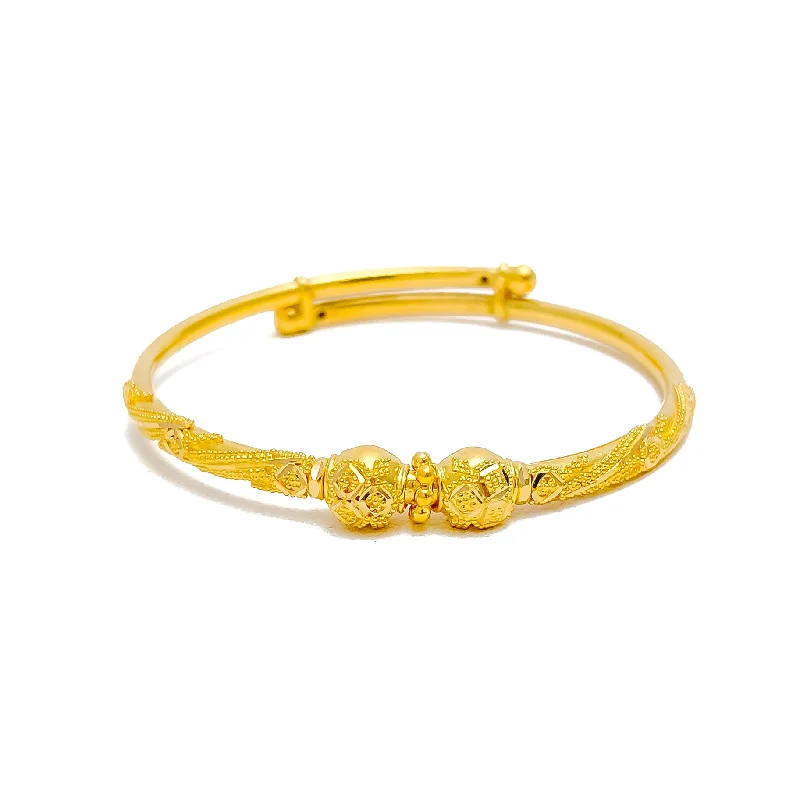 Women’s bangle bracelets-Stately Sparkling 22k Gold Baby Bangle