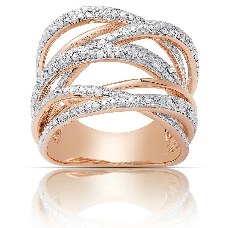 Women’s nature-inspired rings-Finesque Gold over Silver or Sterling Silver 1/4ct TW Diamond Multi Band Ring (I-J, I2-I3)