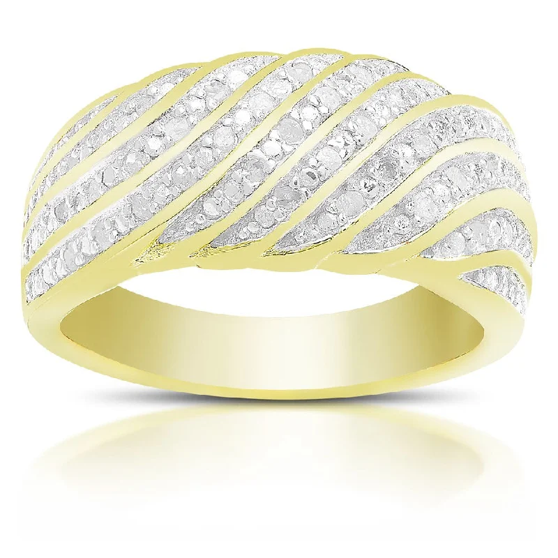 Women’s wide band rings-Finesque Gold Over Sterling Silver 1/4 ct TDW Diamond Ring