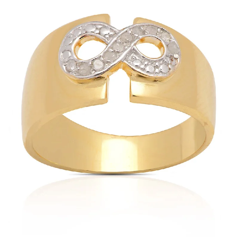 Women’s men’s style rings-Finesque 18k Gold Over Silver 1/10ct TDW Diamond Infinity Ring