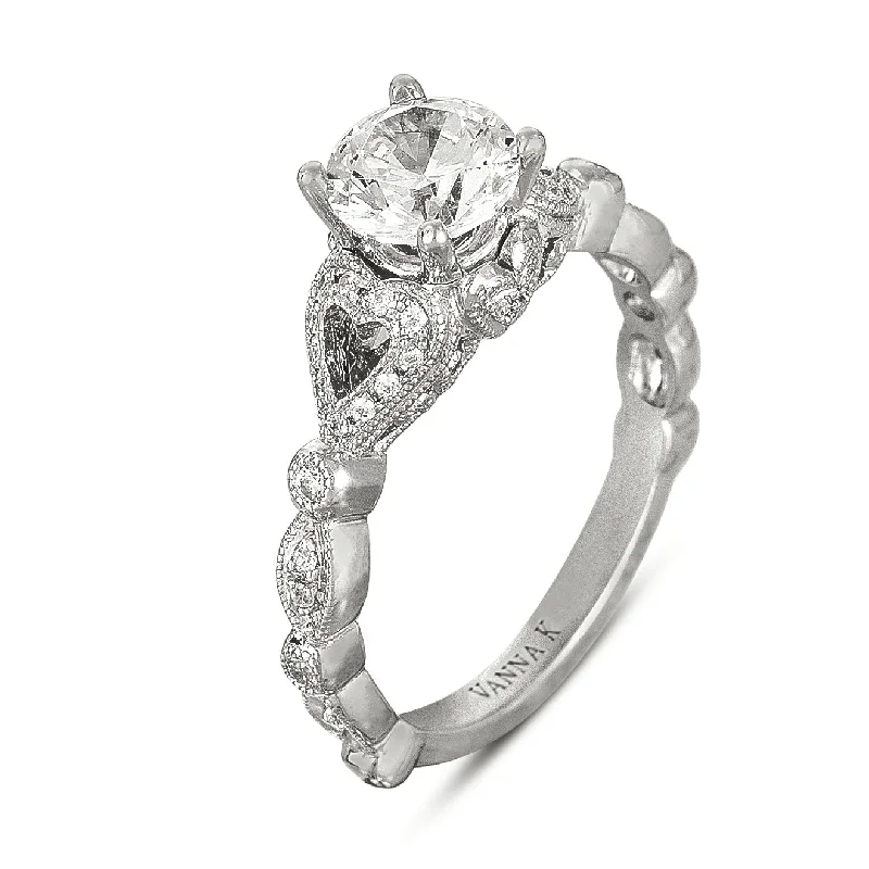 Women’s modern engagement rings-18K White Gold Diamond Engagement Ring