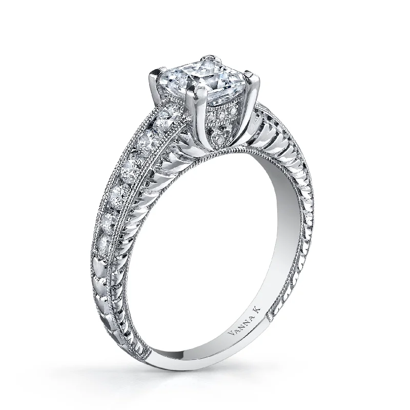 Women’s affordable diamond engagement rings-18K White Gold Diamond Engagement Ring