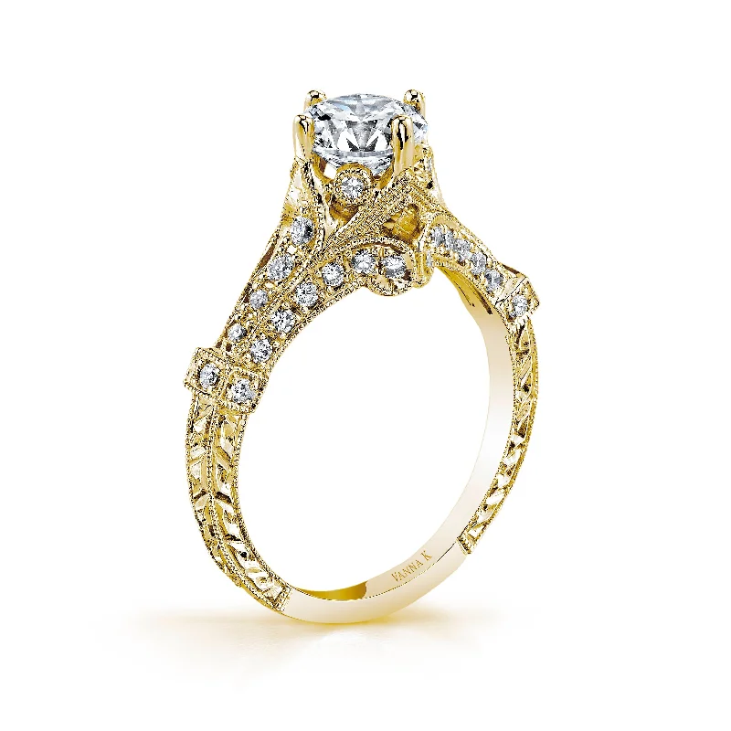 Women’s platinum sapphire engagement rings-18K YELLOW GOLD DIAMOND ENGAGEMENT RING