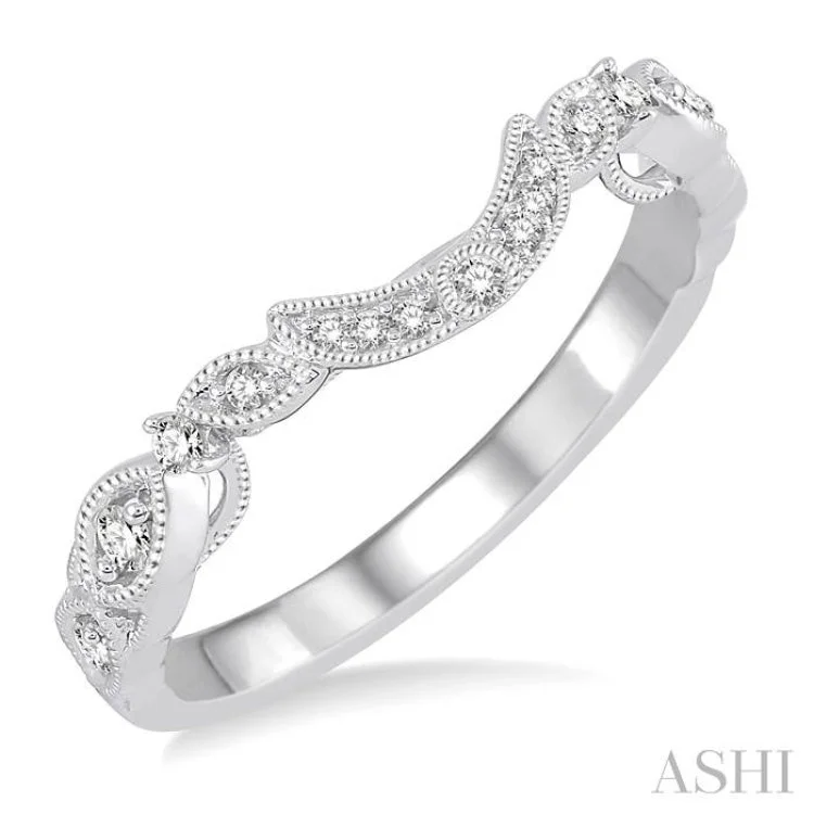 Women’s solitaire engagement rings-1/6 Ctw Round Cut Diamond Wedding Band in 14K White Gold