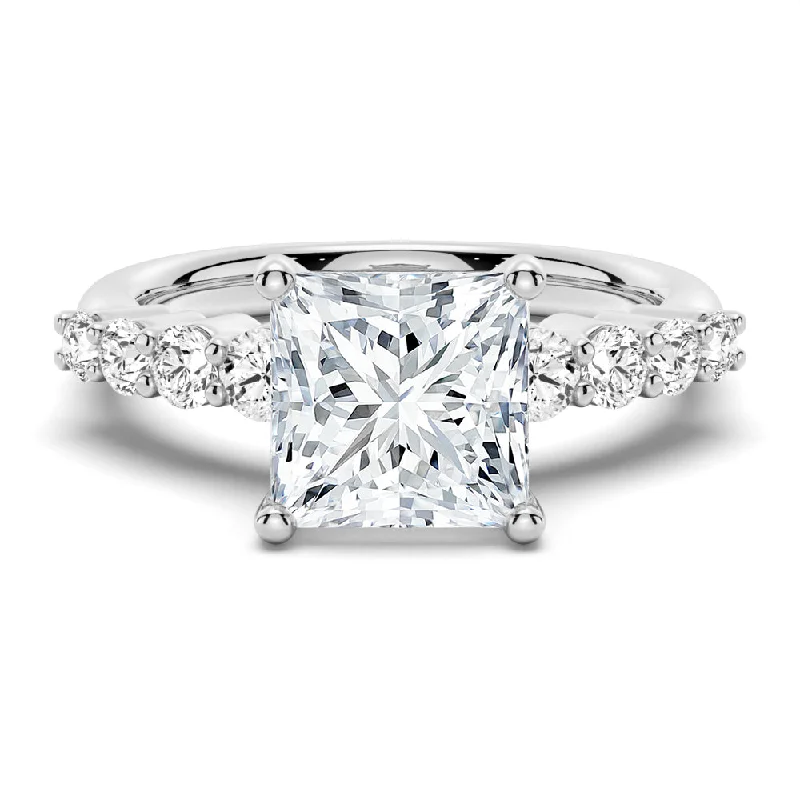 Women’s classic diamond engagement rings-Classic Shared-Prong Princess Cut Engagement Ring