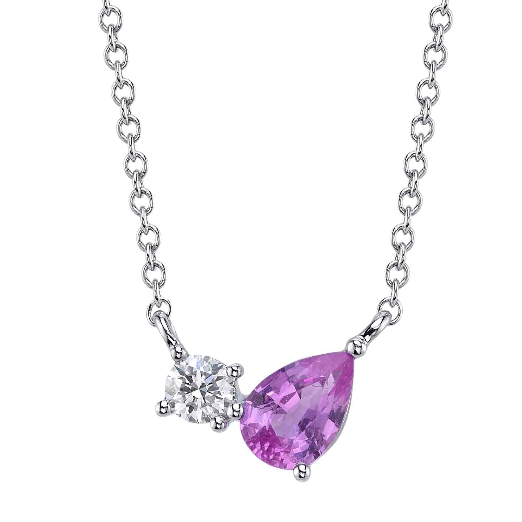 Women’s butterfly necklaces-0.11ctw Diamond & Pink Sapphire Necklace