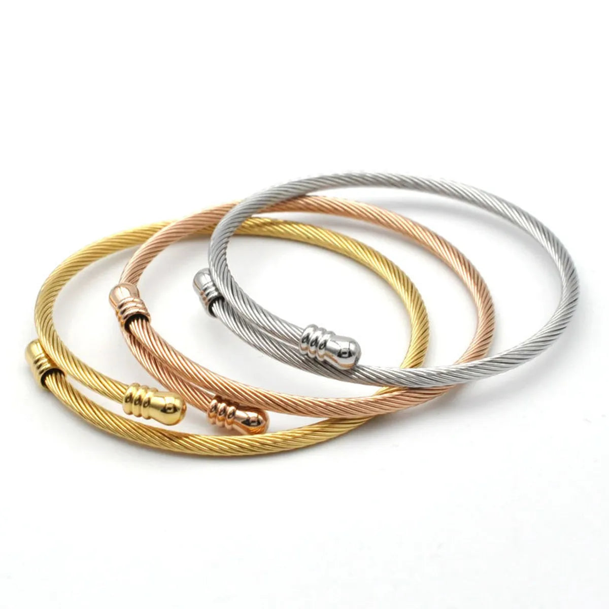 Women’s delicate bracelets-Classic Style Solid Color Stainless Steel Plating Bangle