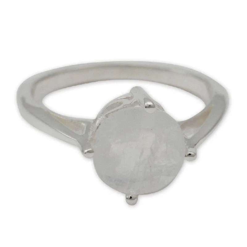 Women’s custom-made rings-NOVICA Handmade Fortune Sterling Silver Moonstone Ring (India)