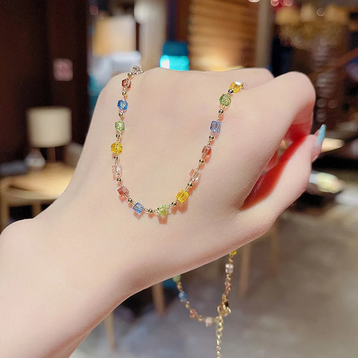 Women’s heart-shaped necklaces-Ig Style Casual Multicolor Artificial Crystal Beaded Women's Necklace