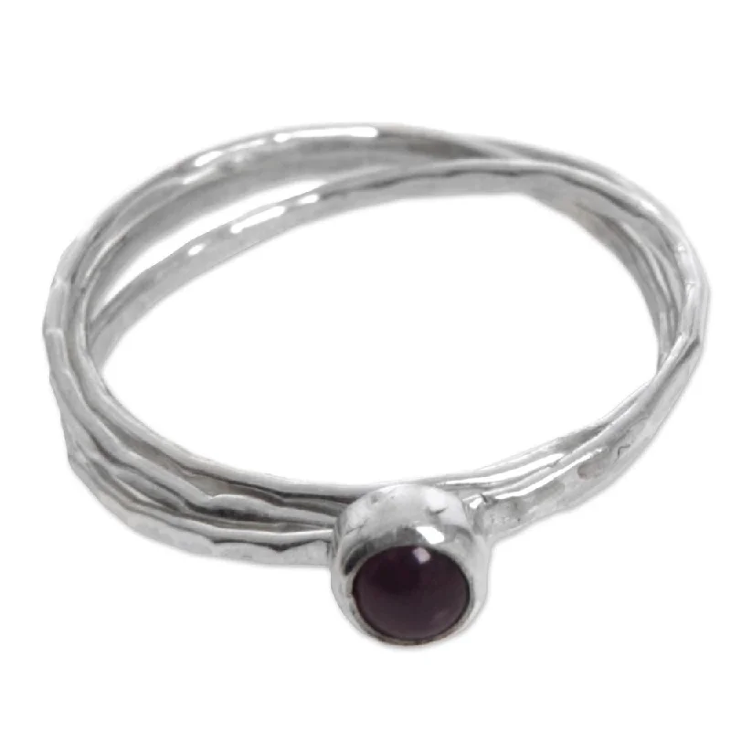 Women’s twist rings-NOVICA Handmade Sterling Silver 'Magical Essence in Red' Garnet Ring (Indonesia)