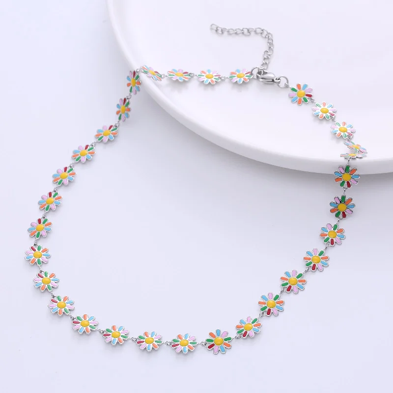 Silver Chain Mixed Color Flowers 2