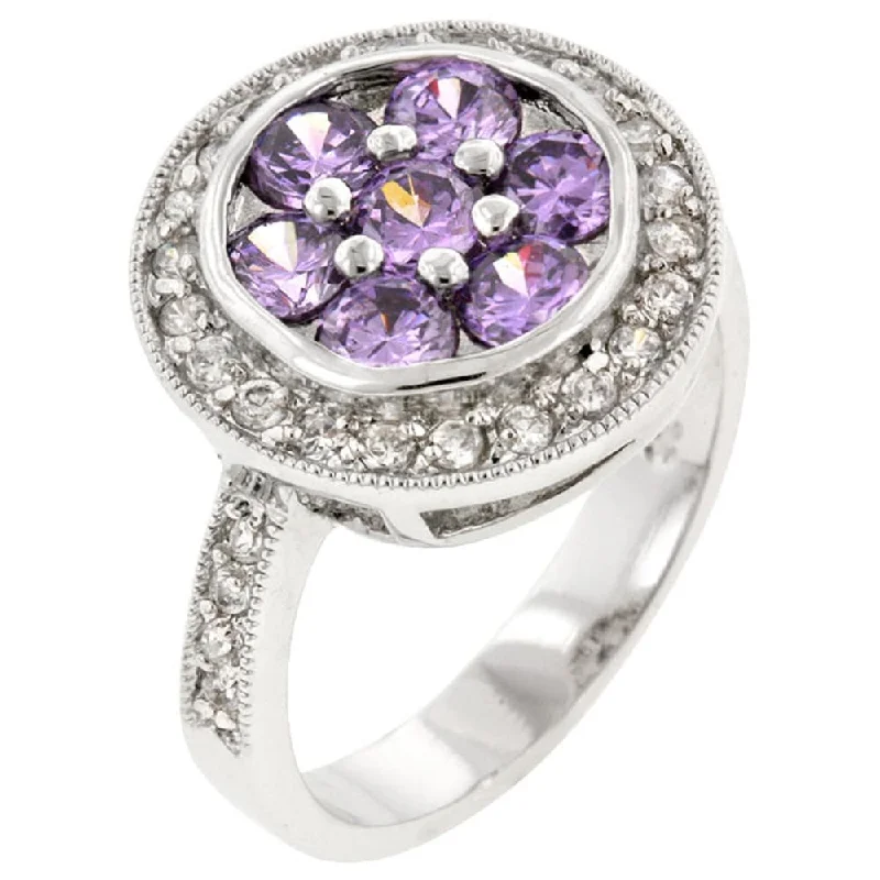 Women’s infinity diamond rings-Cubic Zirconia Amethyst Purple Lily Ring For Women