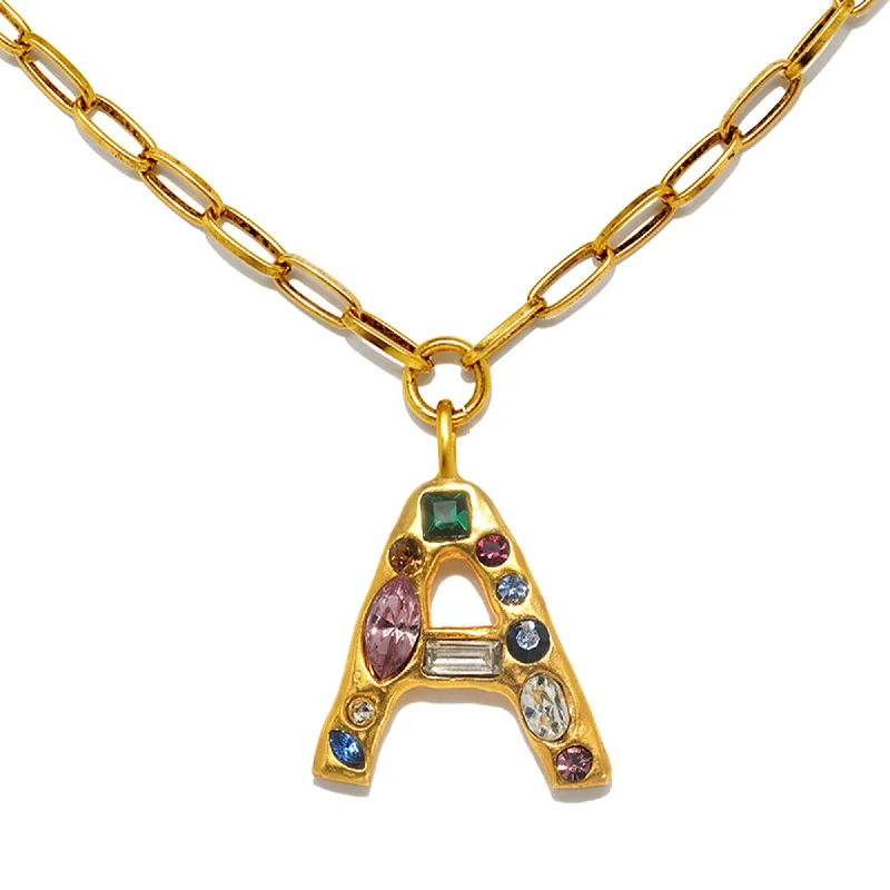 Women’s charm necklaces-Emilie Gem Initial Necklace