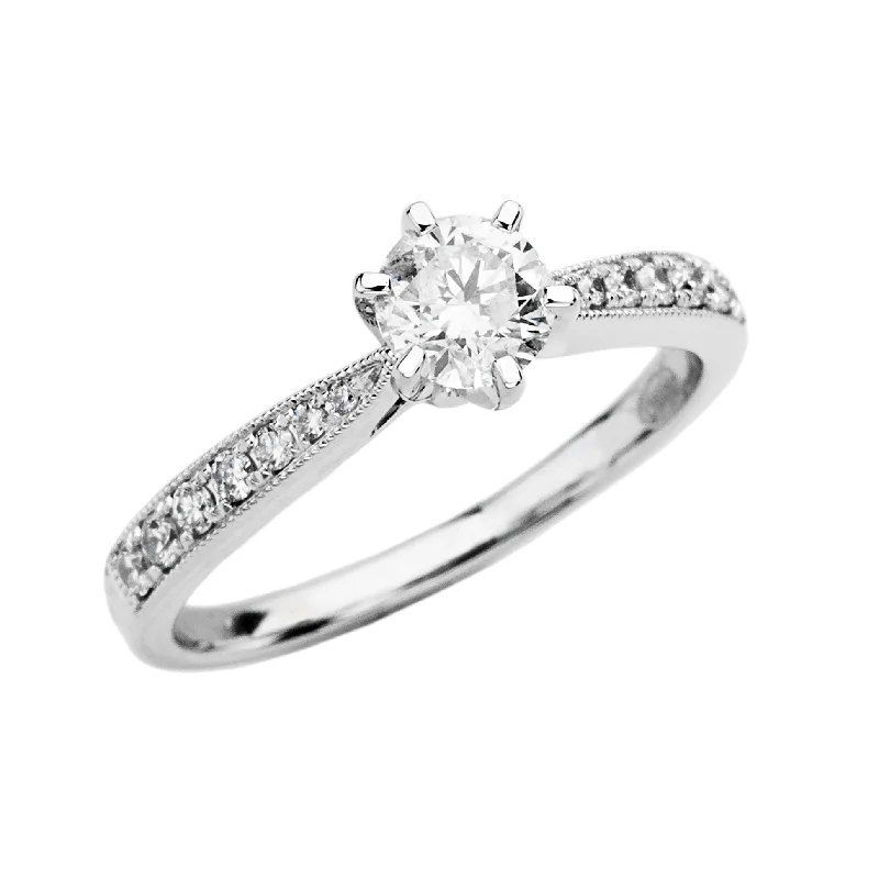 Women’s rose gold diamond engagement rings-14K White Gold Diamond Engagement Ring