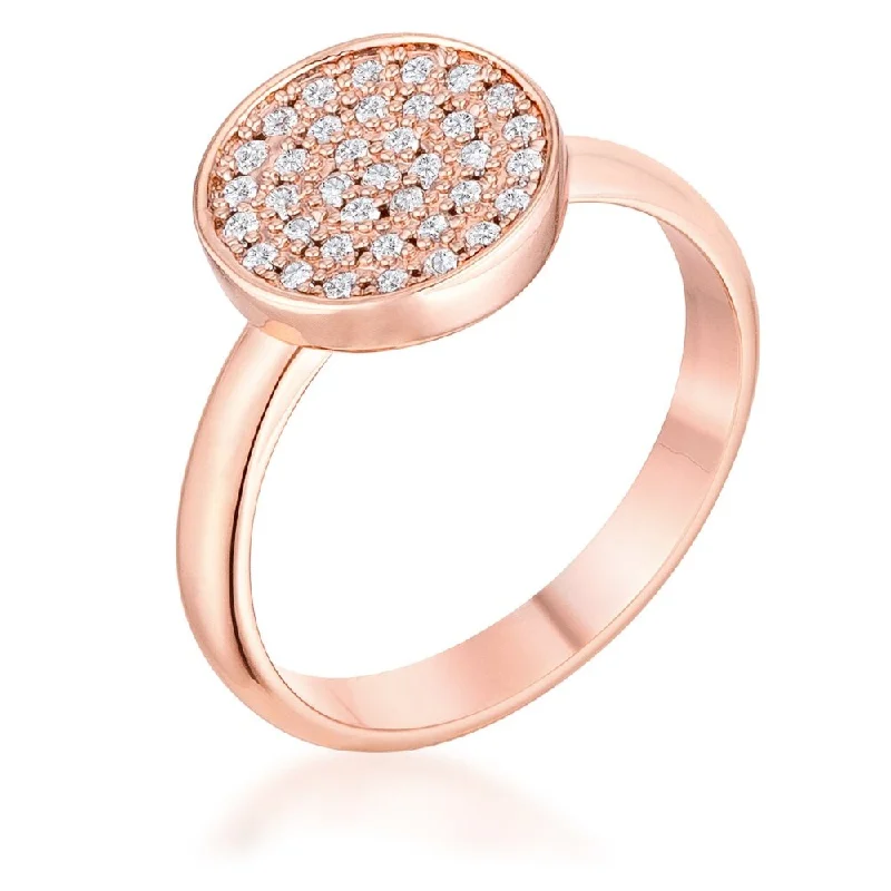 Women’s engagement rings with diamonds-0.2ct CZ Rose Gold Pave Circle Ring - Rose Gold